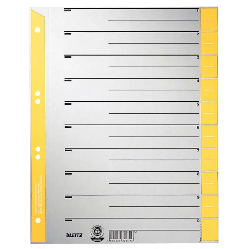 LEITZ A4 eriti laiad jõupaberi vahelehed, 230 g/m², hallid kollaste tühjade kinnituskeeltega, 10-osaline komplekt 1652-00-15