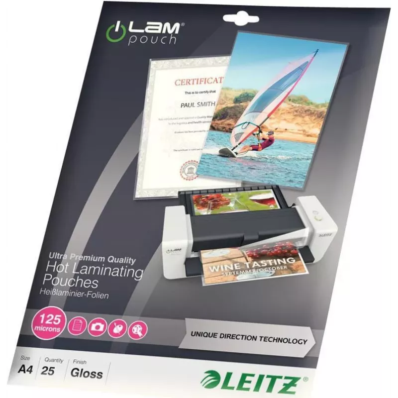 Leitz A4 kiletaskud läikivad kristallselged 125 mikronit, 25 tk 7482-00-00