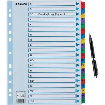LEITZ A4 Mylar A-Z vahelehed, 26 keelega, mitmevärvilised, universaalne augustamine, 160 gsm, 1 komplekt (100167)