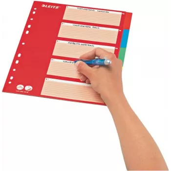 LEITZ papist vahelehed, tühjad kleepsud, A4, 5-osaline, mitmevärviline, 160 gsm, punase kirjutatava kaanega 250 gsm (4386-60-00)