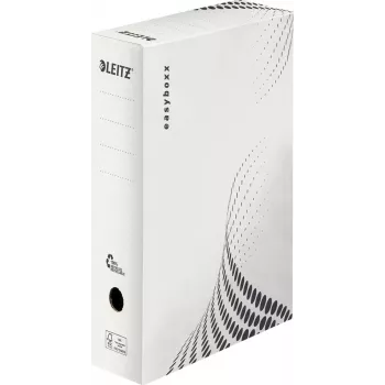 LEITZ easyboxx arhiivikarp valge 100 mm selg, 100% taaskasutatud lainepapp, topelt sulgurklapid, 25 pakk (6132-00-00)