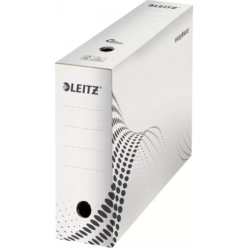 LEITZ easyboxx arhiivikarp valge 100 mm selg, 100% taaskasutatud lainepapp, topelt sulgurklapid, 25 pakk (6132-00-00)