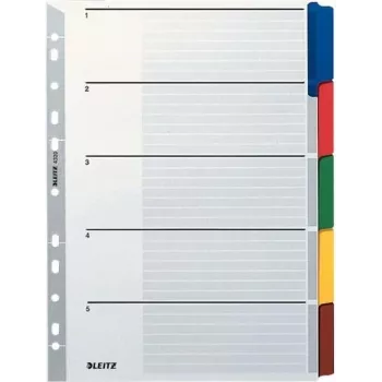 LEITZ Mylar tugevdatud pappkaanedega vahelehed, tühjad, A4, 5-osalised, hallid kaaned, 160 gsm, kirjutatava kaanega 4320-00-00