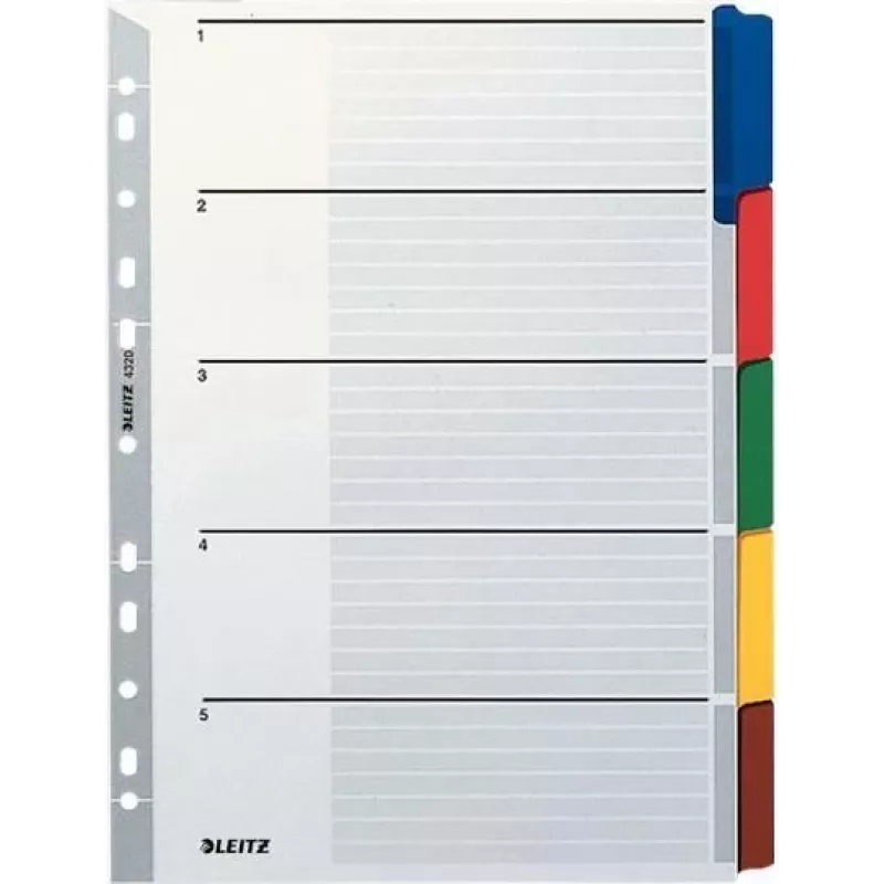 LEITZ Mylar tugevdatud pappkaanedega vahelehed, tühjad, A4, 5-osalised, hallid kaaned, 160 gsm, kirjutatava kaanega 4320-00-00