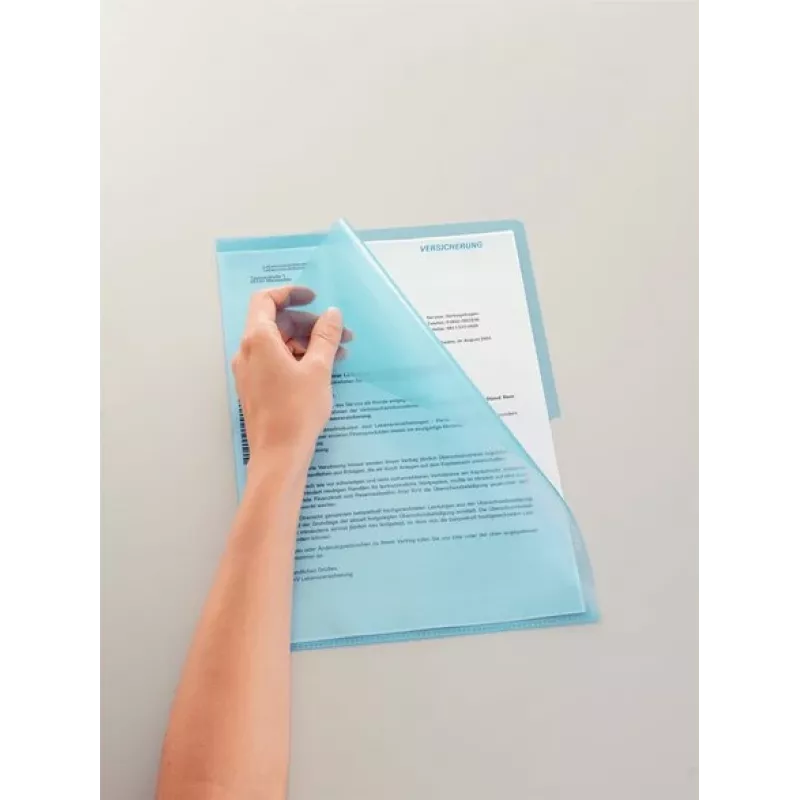 LEITZ Standard A4 dokumendikate, polüpropüleen, teraline, sinine, 0,13 mm, avatud ülalt ja küljelt, dokumendikindel, pöidla väljalõikega 4000-00-35