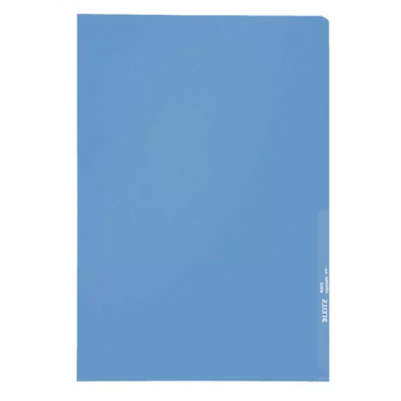 LEITZ Standard A4 dokumendikate, polüpropüleen, teraline, sinine, 0,13 mm, avatud ülalt ja küljelt, dokumendikindel, pöidla väljalõikega 4000-00-35