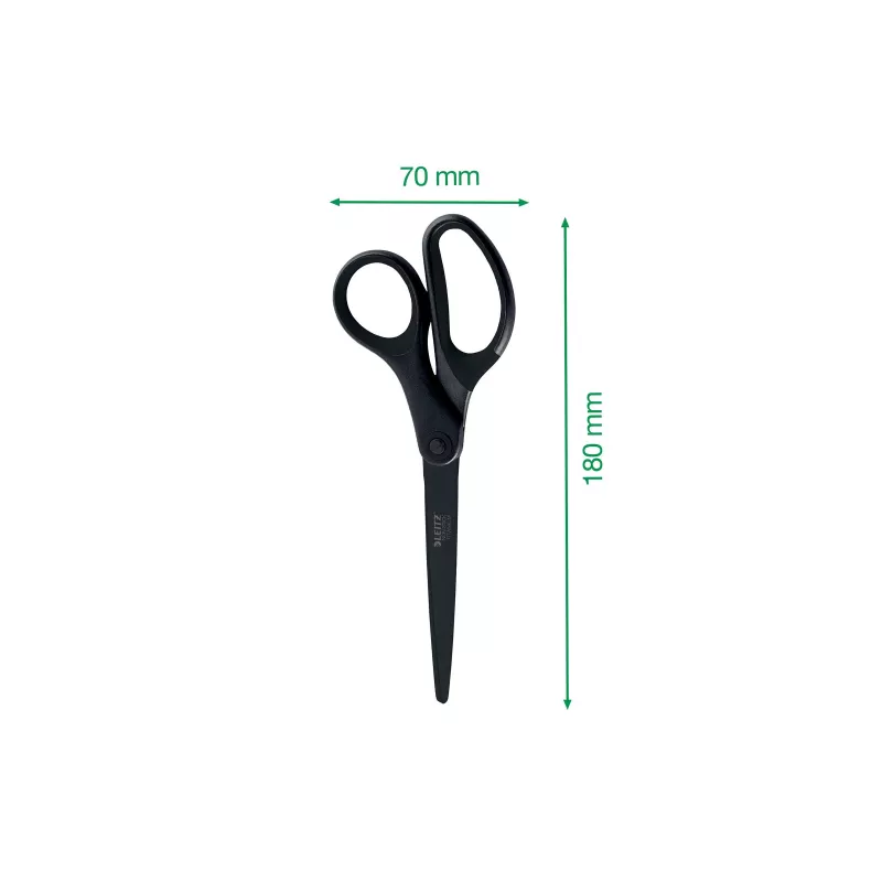 Leitz titaankvaliteediga käärid 180 mm, roostevabast terasest terad titaankattega, ergonoomilised pehme haardega käepidemed, must/punane, paberi ja kanga jaoks 5419-60-95