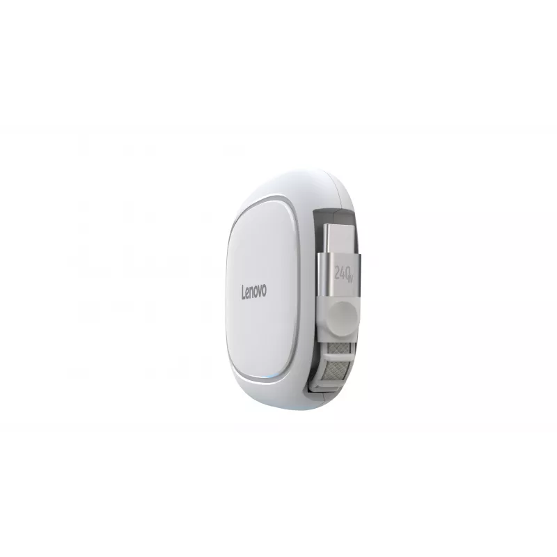 Lenovo 240W USB-C kokkutõmmatav kaabel (valge) – USB 3.2 Gen 1, 5A, 4K@60Hz, E-Marker
