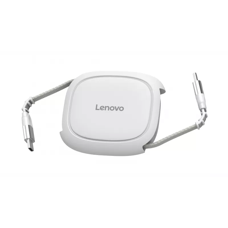 Lenovo 240W USB-C kokkutõmmatav kaabel (valge) – USB 3.2 Gen 1, 5A, 4K@60Hz, E-Marker