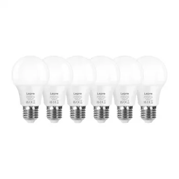 LEPRO 100089-WW-EU-6 LED-pirn, E27, A60, 8.5W (60W ekvivalent), 806 lm, 2700K soe valge, 180° valgusnurk, 6-pakk
