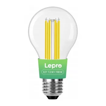 LEPRO 100094-WW-EU E27 hõõgniidiga LED-pirn, 7.2W (100W ekvivalent), 1521 lm, 2700K soe valge, A60, mitte-hämardatav, energiaklass F