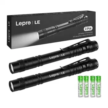 LEPRO 120023-2 Taskeramp 2-pakk, 1000 luumenit LED taktikaline taskulamp, IPX4 veekindel, reguleeritav fookus, 5 režiimi, lennukikvaliteediga alumiinium, must