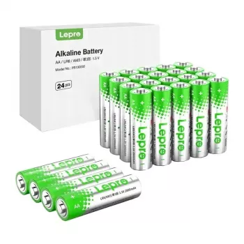 LEPRO 130002-24 AA R6 leelispatareid, 24 tk – 1,5 V LR6 Mignon primaarelemendid, 10-aastane säilivusaeg, lekkekindel, elavhõbedavaba