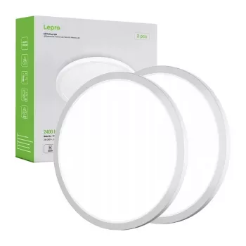 LEPRO 1500039-DW-EU-2 LED Laevalgusti 24W 2400lm Päevavalgus Valge 2-pakk Sileda Kinnitusega Ümmargune IP20