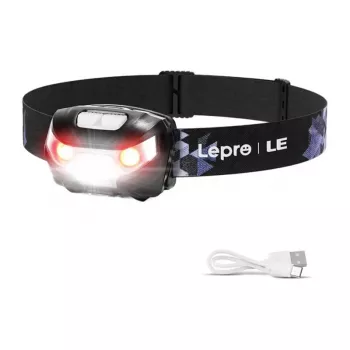 LEPRO 3200008 Laetav liikumisanduriga pealamp, 300 luumenit, IPX4, 6 režiimi, must
