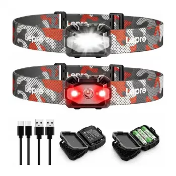LEPRO 320023-2 USB-laetav LED-pealamp, 300 luumenit, 6 režiimi, IPX4, 2-pakk