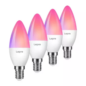 LEPRO BC1-EU-4 C37 RGBCW Wi-Fi LED-pirn E14 4.5W 400lm Reguleeritav valge + RGB nutikas küünlapirn