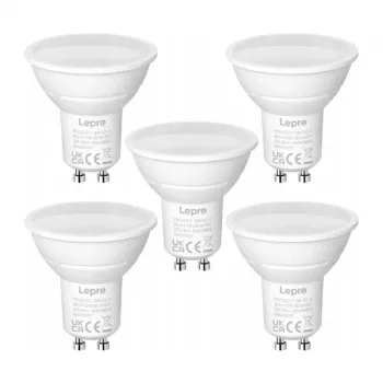 LEPRO GU10 LED-pirn 4,5W (50W ekvivalent), 345 lm, päevavalgus 5000K, 100° valgusnurk, mitte-hämardatav, 5-pakk