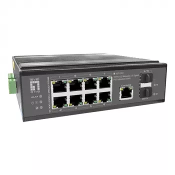 LevelOne tööstuslik PoE+ kommutaator 8x 2.5G PoE, 2x 1G, 2x 10G SFP+ üleslingid, haldamata, DIN-liistule, IP30