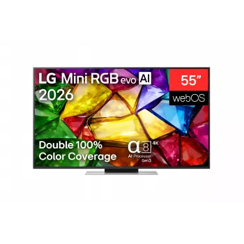 LG 55MRGB87B3B 55 tolline 4K QNED Mini LED Smart TV α7 Gen6 AI protsessoriga, webOS 23, 120Hz, 4x HDMI 2.1