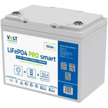 LiFePO4 Aku Volt Polska PRO SMART 12.8V 100 Ah (150A) BMS BLUETOOTH + KÜTTEPADI