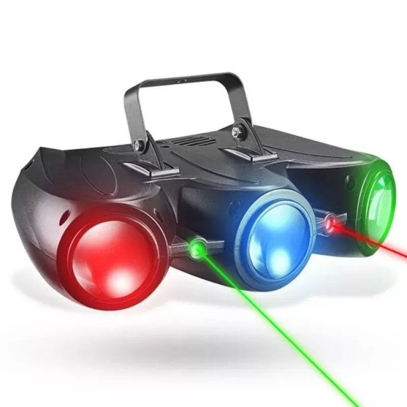 LIGHT4ME AIRSHIP 3 Multi-Efekt Valgusti 2-in-1, Derby, Strobe, Laser, UV, DMX, IR Pult