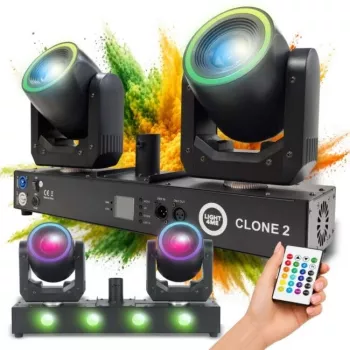 LIGHT4ME CLONE 2 3-in-1 Multiefektvalgusti - Derby, Strobe, Laser DMX ja IR-puldiga