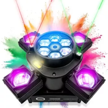 LIGHT4ME COSMOS BASIC Liikuv Mitmeefektiga Valgustusseade RGBW LED, Punase/Rohelise Laseriga ja Stroboga