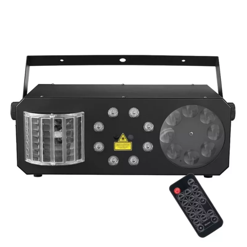LIGHT4ME PARTY III V2 Multi-Effect LED Derby Gobo Wash Strobe Laser Light with IR Remote