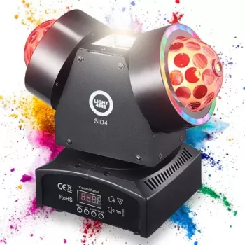 LIGHT4ME SID4 4-in-1 liikuv mitmeefektvalgus koos Beam, Wash, punase/rohelise laseri ja stroboga
