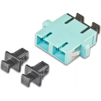 Lightwin LKUP DSC-DSC MM OM3 Duplex SC fiiberoptiline ühendusmuhv, keraamiline hülss, metallkorpus, akvatoorne, paneelipaigaldus