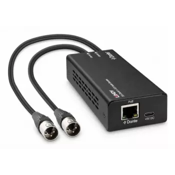 LINDY 2-kanaliline Dante XLR helidekooder, PoE/USB-C toitega, 24-bit/96kHz, AES67 70619
