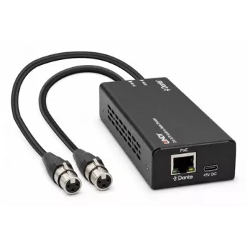 LINDY 2-kanaliline XLR-audio Dante-kooder, PoE, AES67, 24-bit/96kHz 70618