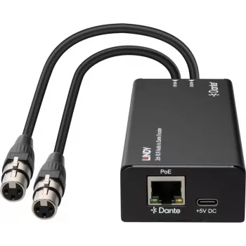 LINDY 2-kanaliline XLR-audio Dante-kooder, PoE, AES67, 24-bit/96kHz 70618