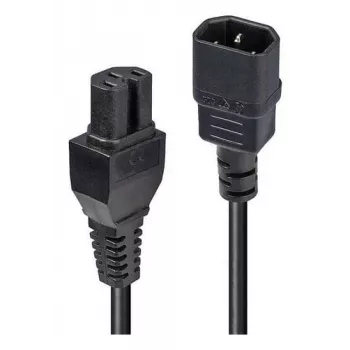 LINDY 3m C14 to C15 toitekaabel, IEC C14 isane ja IEC C15 emane, 10A 250V, H05VV-F, must