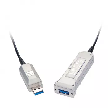 Lindy 50m USB 3.0 hübriidne aktiivne pikenduskaabel, fiiberoptiline ja vask, 5Gbps, LSZH, must 42701