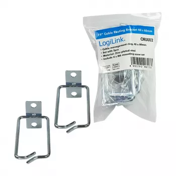 LogiLink 19 inch kaablihaldusklamber 40 x 80 mm, teras, 2 tk