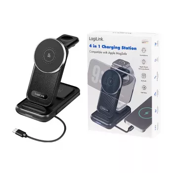 Logilink 4-in-1 juhtmevaba laualadija, 15W Qi laadimisjaam (PA0292)