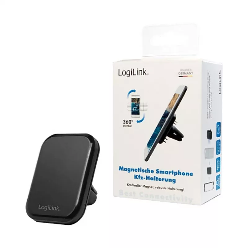 LogiLink AA0114 Magnetiline auto õhutusava kinnitus nutitelefonile, 360° pöörlemine, universaalne sobivus, must