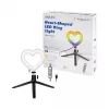 LOGILINK AA0155 LED Ring Fill Light with Heart Shape and Tripod, 20.5 cm, 10 Brightness Levels, 3000K-6000K, USB-A