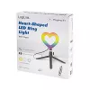 LOGILINK AA0155 LED Ring Fill Light with Heart Shape and Tripod, 20.5 cm, 10 Brightness Levels, 3000K-6000K, USB-A