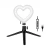 LOGILINK AA0155 LED Ring Fill Light with Heart Shape and Tripod, 20.5 cm, 10 Brightness Levels, 3000K-6000K, USB-A