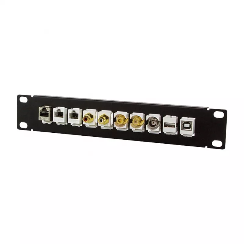 LogiLink ACT108 10-pordiline keystone patch-paneel, 10-tolline rack, 1U, must