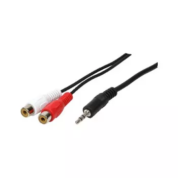 LogiLink helikaabel, 3,5 mm 3-kontaktiline isane 2x RCA emasele, must, 0,2 m