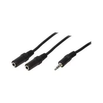 LogiLink helijagaja kaabel, 3,5 mm stereoisane kahele 3,5 mm stereoemasele, must, 0,2 m