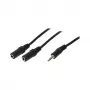 LogiLink helijagaja kaabel, 3,5 mm stereoisane kahele 3,5 mm stereoemasele, must, 0,2 m