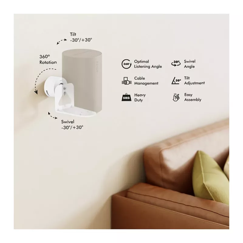 LogiLink BP0207W kõlari seinakinnitus Sonos Era 100 ja Era 300 jaoks, valge, max 5 kg
