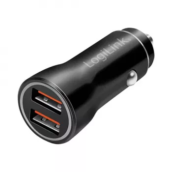 LogiLink PA0285 2-pordiline USB autolaadija 10,5W, LED-valgustusega, must