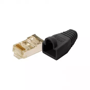 LogiLink Cat5e RJ45 modulaarne pistik, varjestatud (8P8C), must – 100 tk pakk