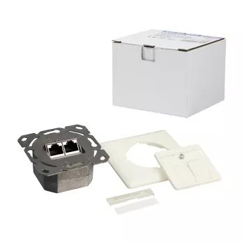 LogiLink DSIT süvispaigaldusega Cat. 6a varjestatud 2-porti RJ45 pistikupesa elevandiluu
